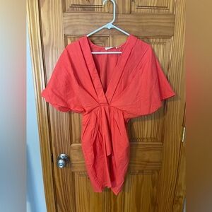 Vibrant linen Kimono Sleeve Dress